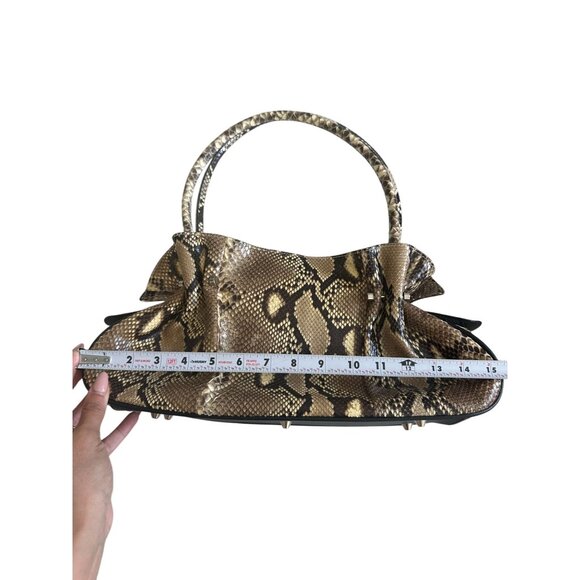 EXOTIC LEATHER Python Snakeskin Satchel Shoulder Handbag - Picture 6 of 10